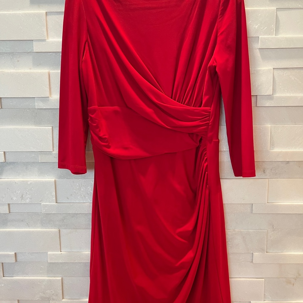 American Living Red Wrap Long-sleeve Dress Holiday Party Chic - Women’s 12